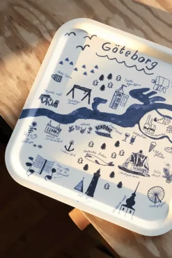 Fine Little Day Gothenburg tray 32x32 cm, White-Blue WhiteBlue Outlet