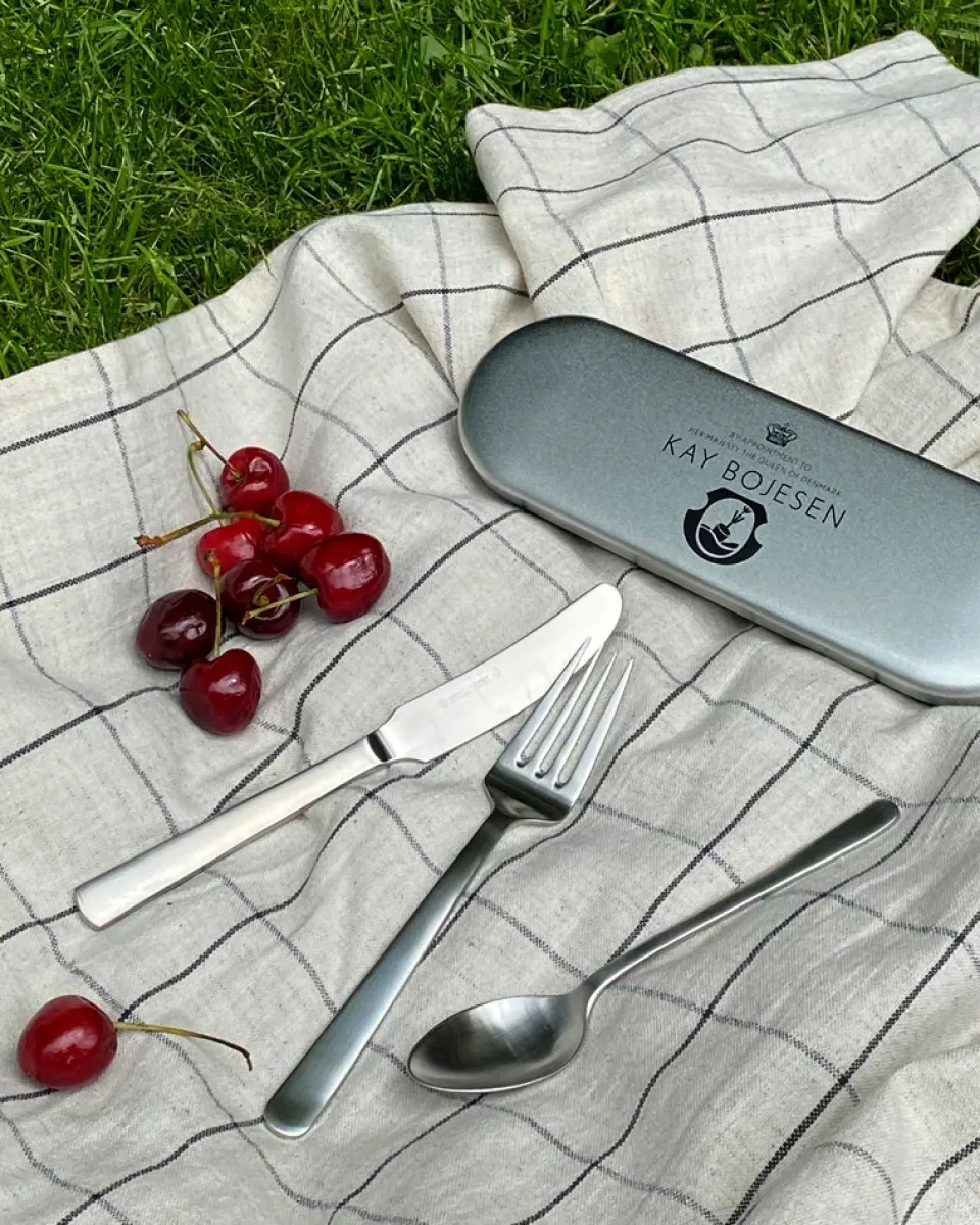 Kay Bojesen Grand Prix cutlery travel kit 3 pieces, Matte steel Silver-coloured