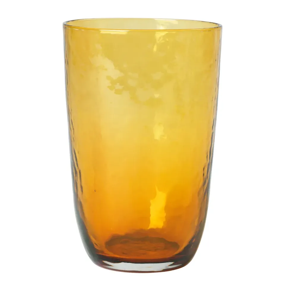 Broste Copenhagen Hammered drinking glass 50 cl, amber Orange Best