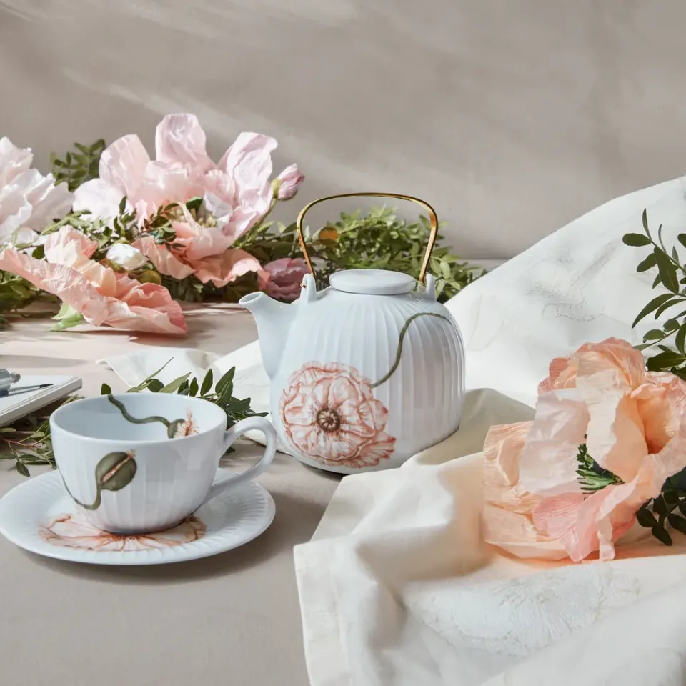 Kähler Hammershøi Poppy teacup with saucer 38 cl, White Online