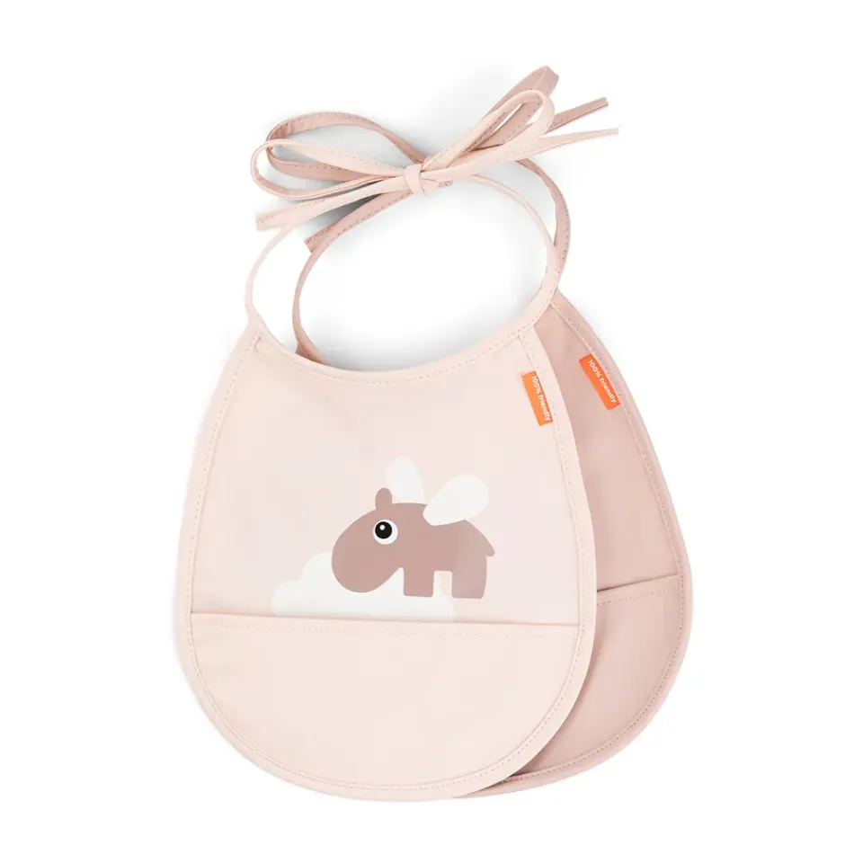 Done by deer Happy Clouds Tiny bib 2-pack, Powder Beige Best