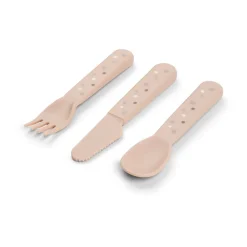 Done by deer Happy Dots foodie cutlery set 3 pieces, Powder Beige Outlet