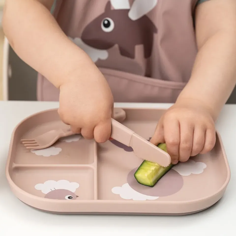 Done by deer Happy Dots foodie cutlery set 3 pieces, Powder Beige Outlet