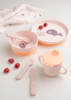 Done by deer Happy Dots foodie cutlery set 3 pieces, Powder Beige Outlet