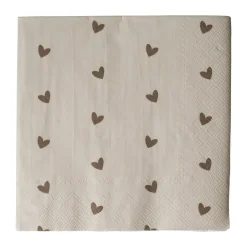 DBKD Heart paper napkin 33x33 cm 20-pack, -beige Brown Outlet