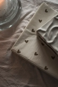 DBKD Heart paper napkin 33x33 cm 20-pack, -beige Brown Outlet