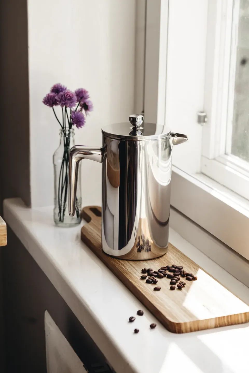 Heirol coffee press stainless steel, 1 L. 8 cups Silver-coloured Discount