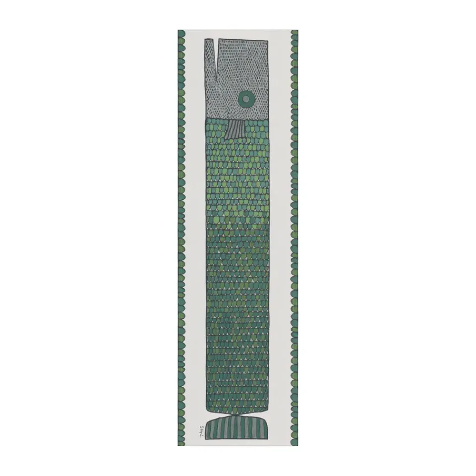 Ekelund Linneväveri Herringbone runner 35x120 cm, Blue-green GreenBlue Outlet