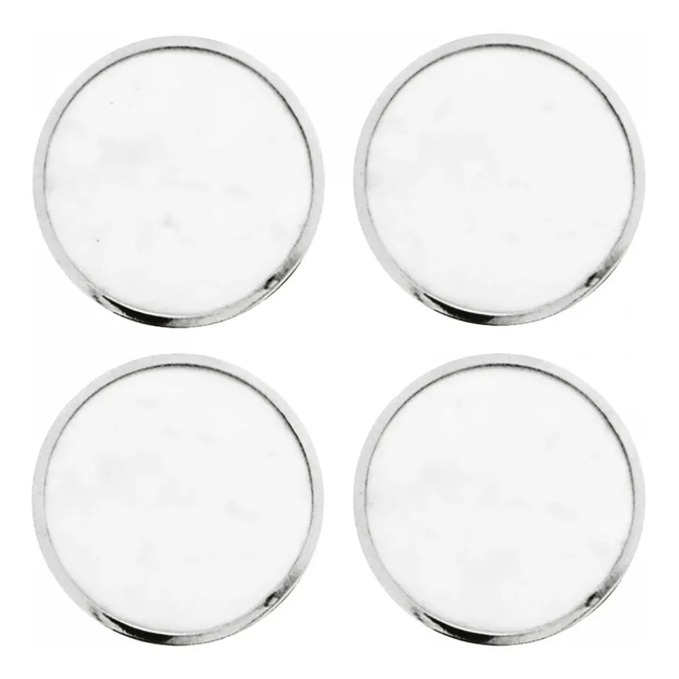 Hilke Collection coaster 4-pack, White marble-nickle plated brass Silver-colouredWhite Sale