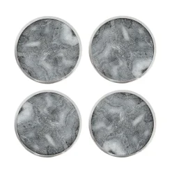 Hilke Collection coaster Ø10 cm 4-pack, Marble-gray-nickel Grey Sale