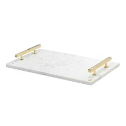 Hilke Collection tray 40.5x25.5 cm, marble-solid brass White Discount