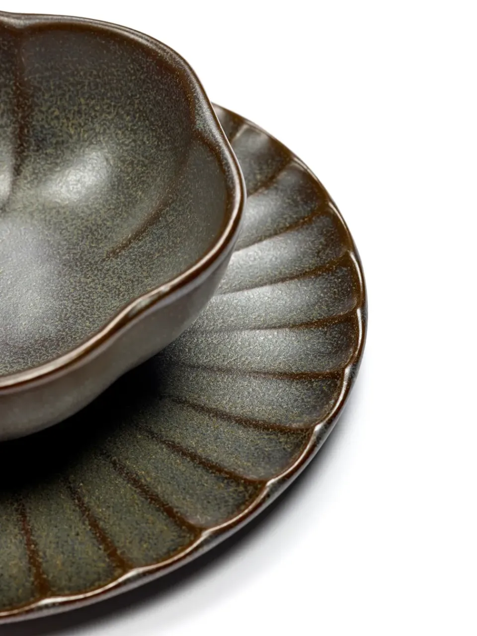 Serax Inku ridged bowl M 11 cm, Green Hot