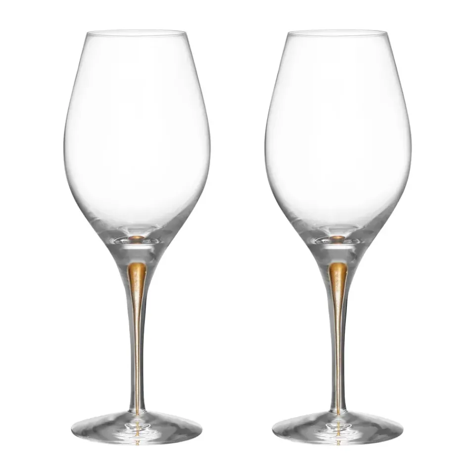 Orrefors Intermezzo Balance wine glass 44 cl 2-pack, Gold Gold-coloured Best