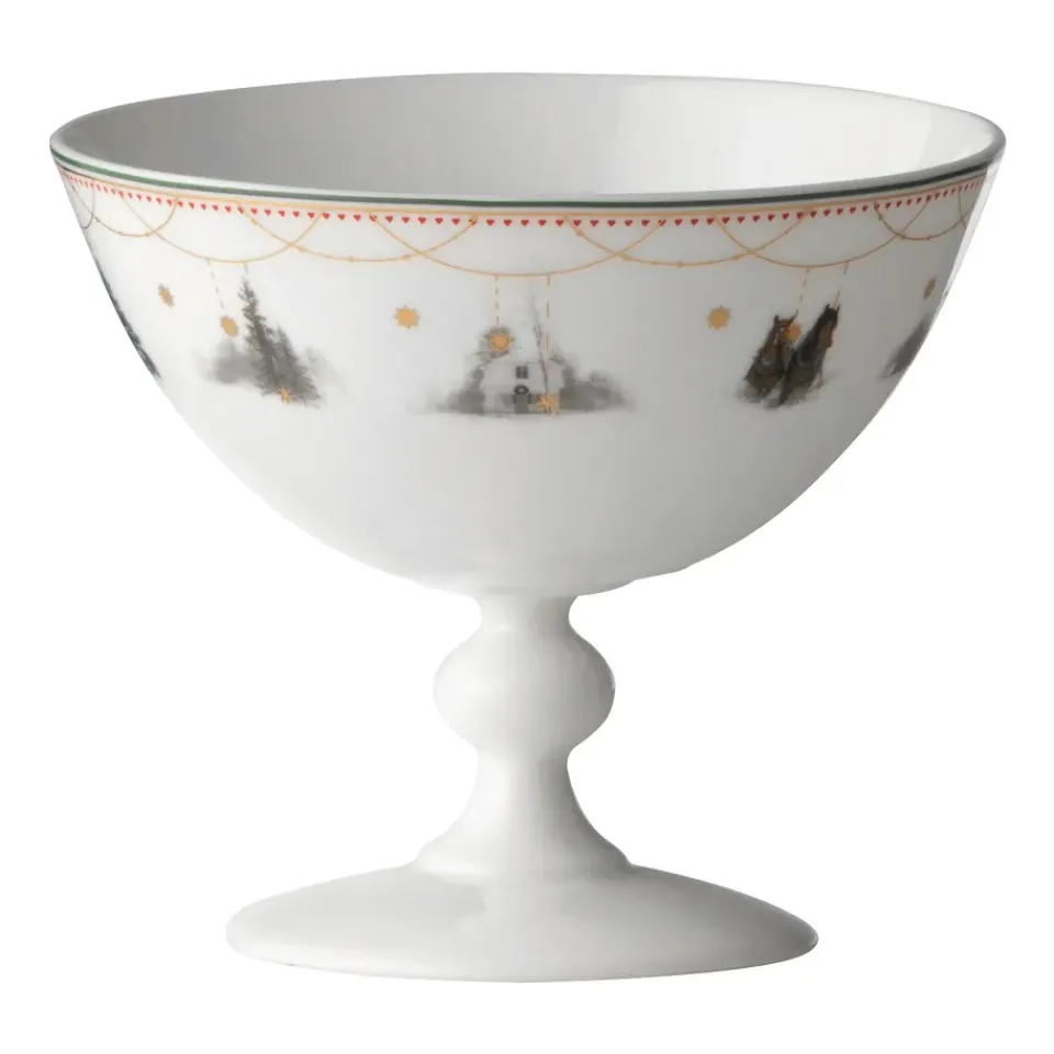 Wik & Walsøe Julemorgen Story bowl on foot, Ø13 cm GreyGreenGold-colouredWhite Online