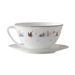 Wik & Walsøe Julemorgen Story teacup with saucer, -multi White Sale