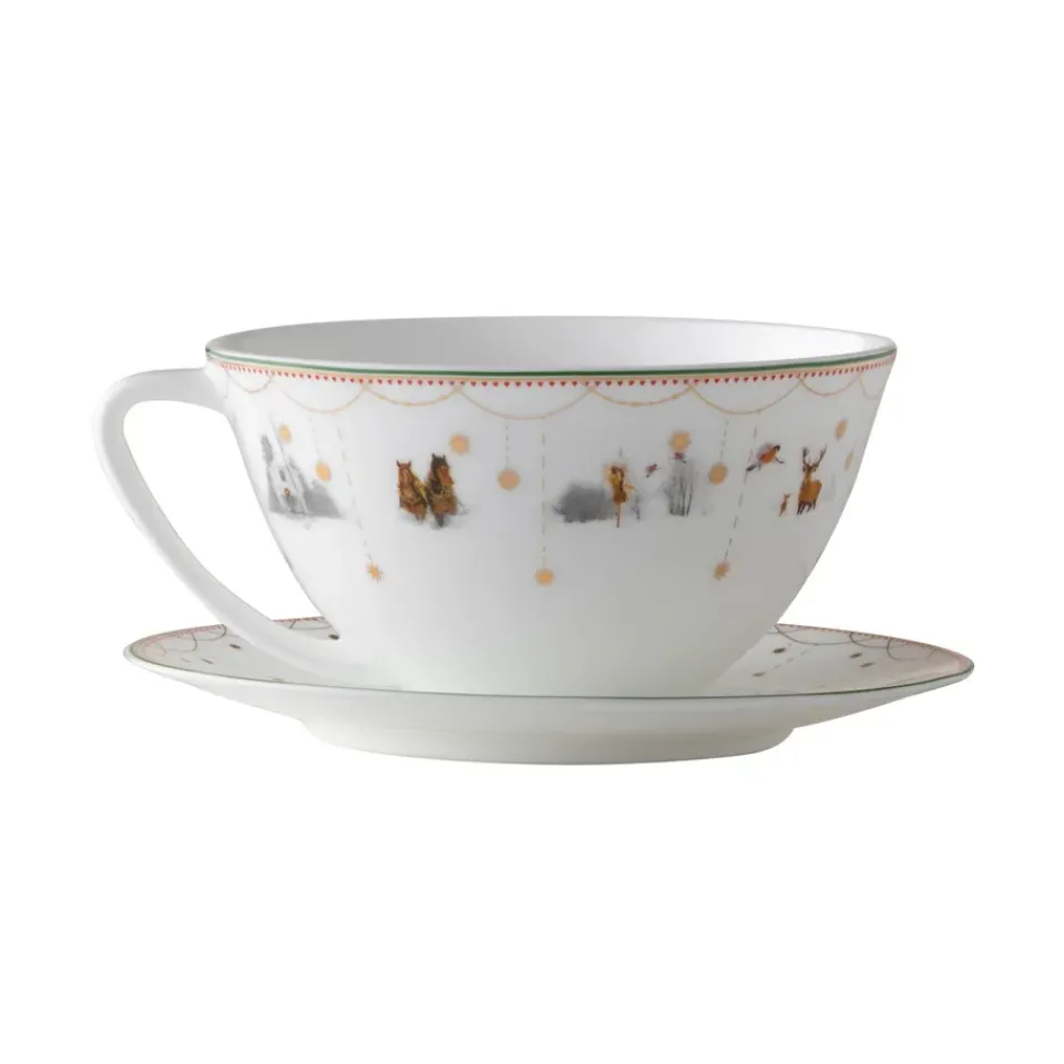 Wik & Walsøe Julemorgen Story teacup with saucer, -multi White Sale