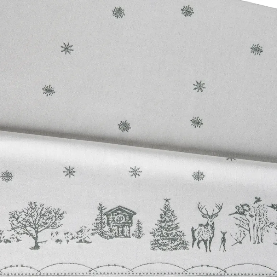 Wik & Walsøe Julemorgen tablecloth, White-green, 140x240 cm WhiteGreen