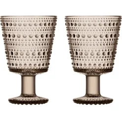 Iittala Kastehelmi drinking glass with stem 26 cl 2-pack, Linnen Beige Hot