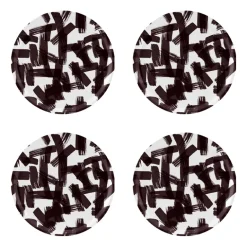 Åry Home Kryss coaster Ø11 cm 4-pack, Black-white BlackWhite Hot