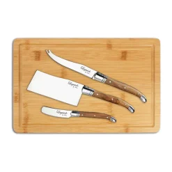 Hâws Laguiole By cheese knife set with cutting board 4-piece, Bamboo-olive wood-stainless steel BrownSilver-coloured Discount
