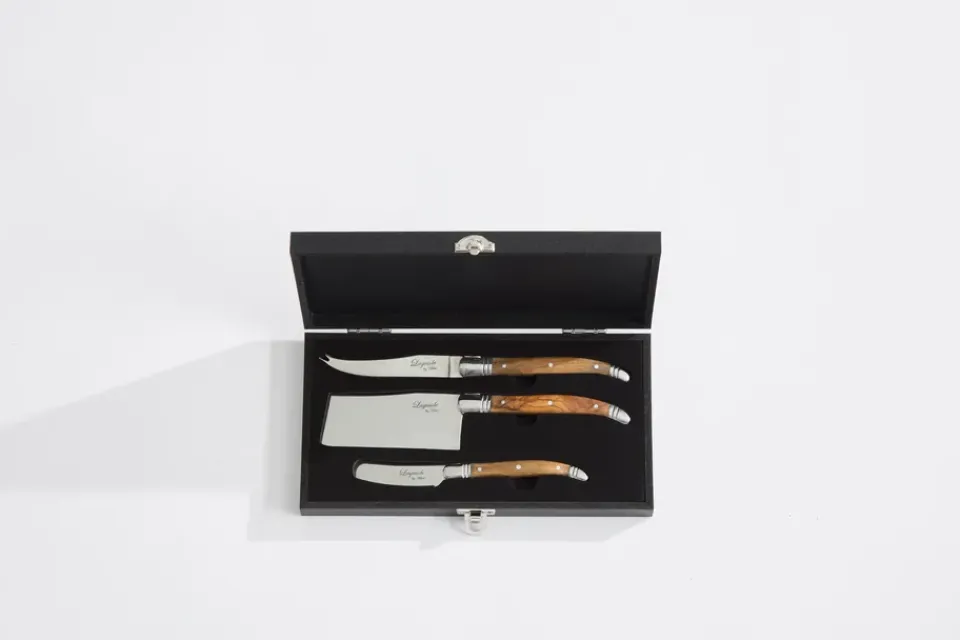 Hâws Laguiole By cheese knife set 3-piece, Olive BrownSilver-coloured Clearance