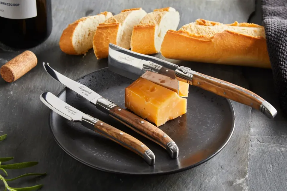 Hâws Laguiole By cheese knife set 3-piece, Olive BrownSilver-coloured Clearance
