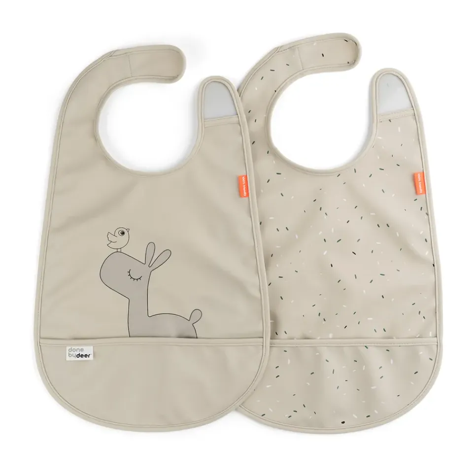 Done by deer Lalee bib with velcro 2-pack, Sand Beige New