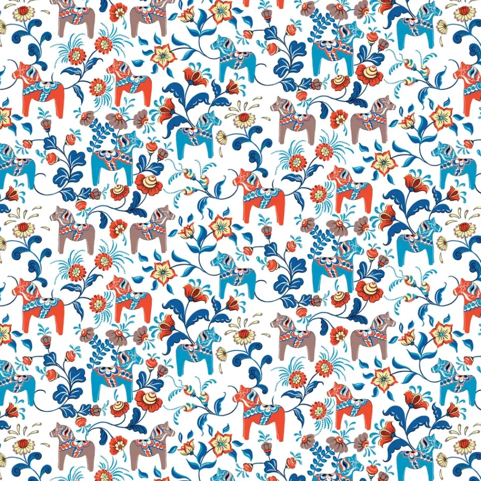 Arvidssons Textil Leksand oilcloth, Blue-orange Multi Clearance