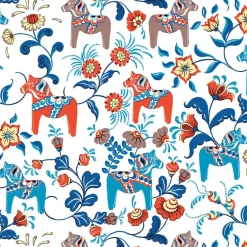 Arvidssons Textil Leksand oilcloth, Blue-orange Multi Clearance