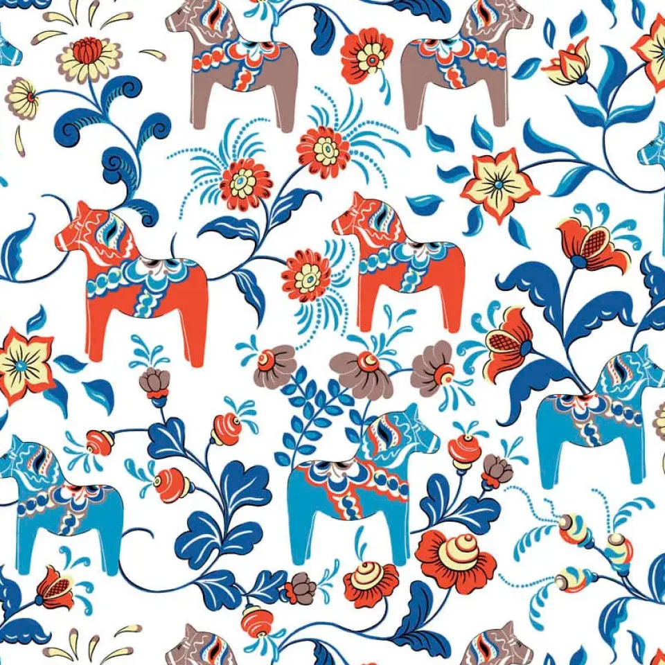 Arvidssons Textil Leksand oilcloth, Blue-orange Multi Clearance