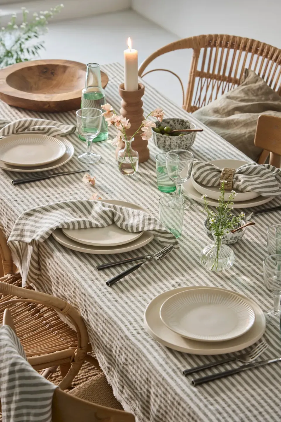 Tell Me More Leon fabric napkin 45x45 cm, Seagrass WhiteGreen Hot