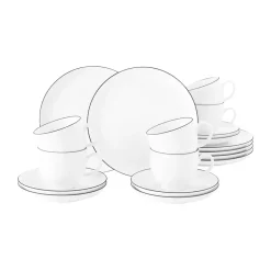 Seltmann Weiden Lido black line coffee service 18 pieces, with black edge White Best