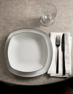 Seltmann Weiden Lido black line service set square 12 pieces, with black edge White