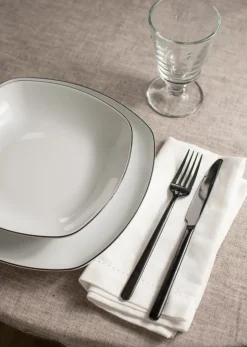 Seltmann Weiden Lido black line service set square 12 pieces, with black edge White