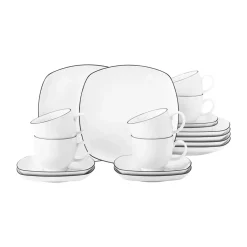Seltmann Weiden Lido black lines coffee service square 18 pieces, with black edge White Discount