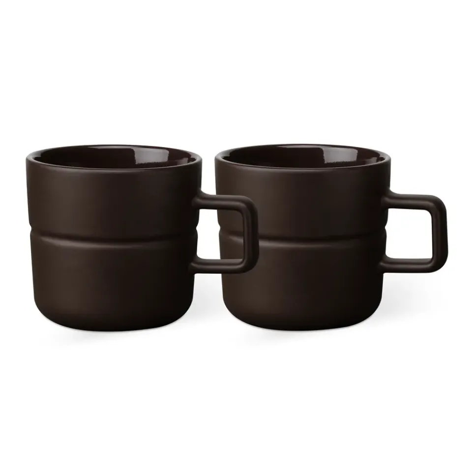 NJRD Lines mug 30 cl 2-pack, Brown Best