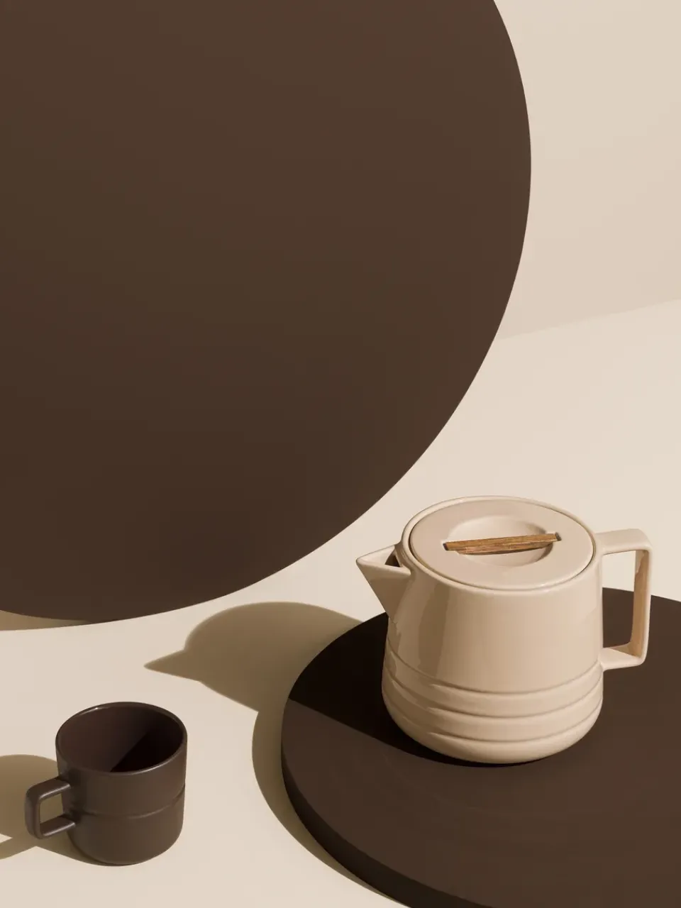 NJRD Lines teapot 1.5 liter, Beige New