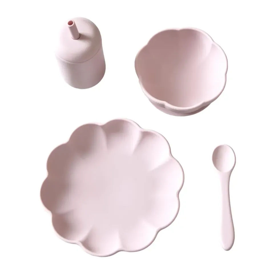 Jack o Juno Little Poppy children's dinner set 4 pieces, Light Pink