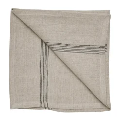 Tell Me More Livia linen napkin 45x45 cm, Beige BeigeBlack New