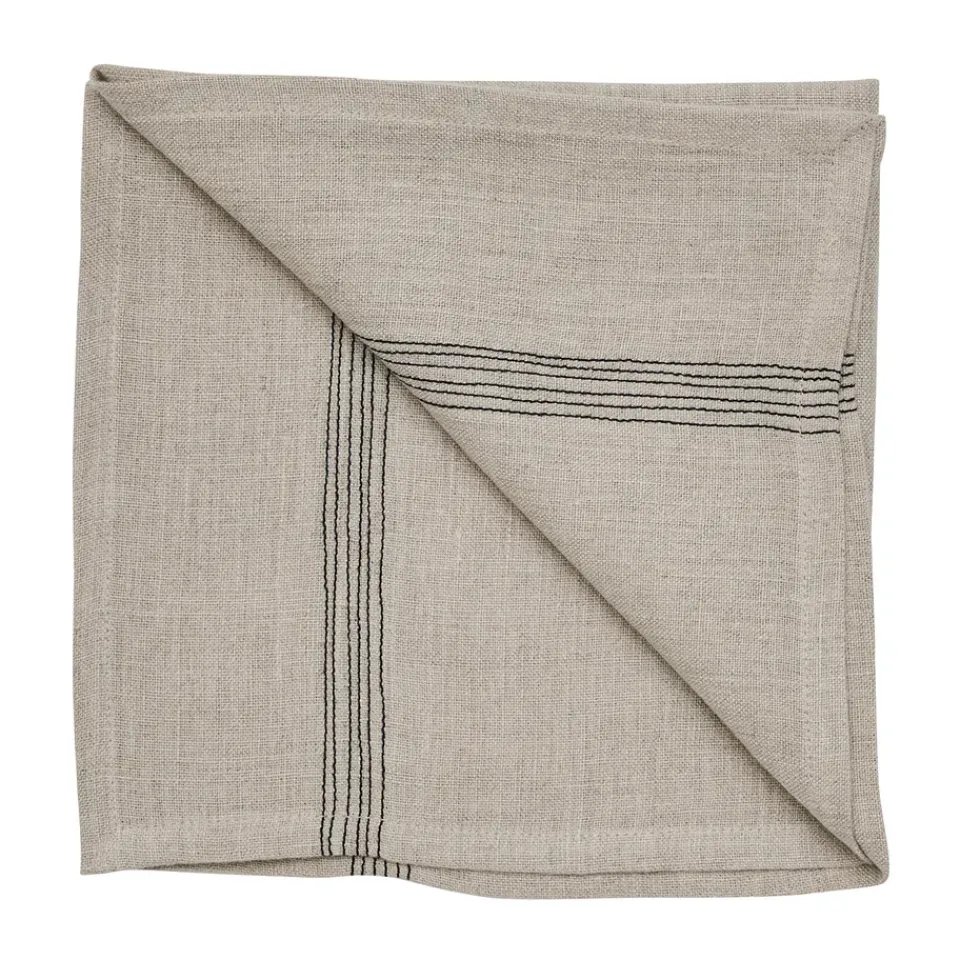 Tell Me More Livia linen napkin 45x45 cm, Beige BeigeBlack New