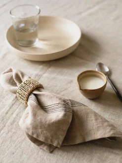 Tell Me More Livia linen napkin 45x45 cm, Beige BeigeBlack New