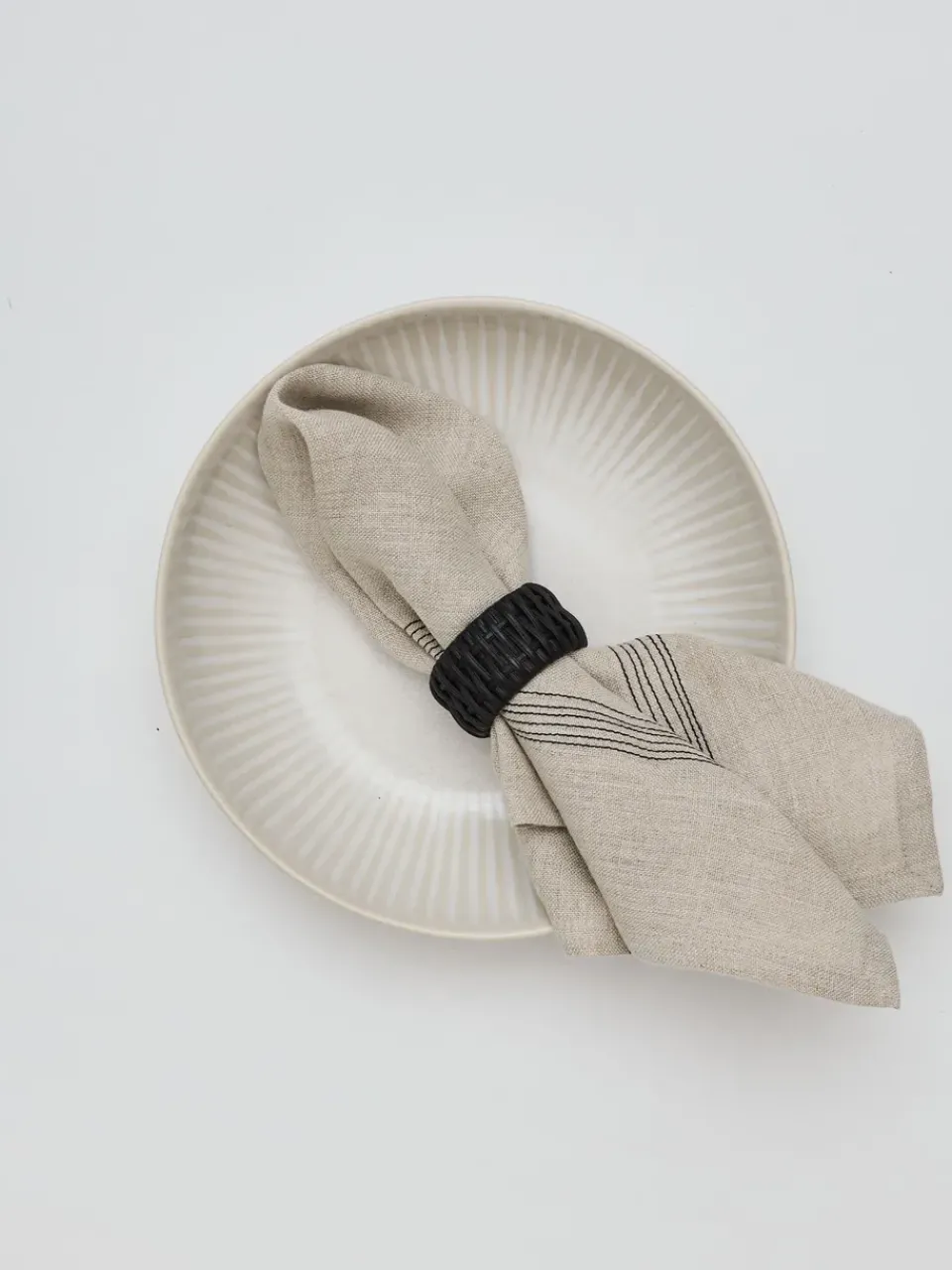 Tell Me More Livia linen napkin 45x45 cm, Beige BeigeBlack New