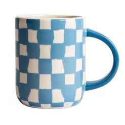 Byon Liz mug check 28 cl, Blue-white BlueWhite