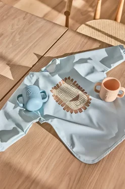 OYOY Lobo Lion bib with sleeves, Ice Blue Hot