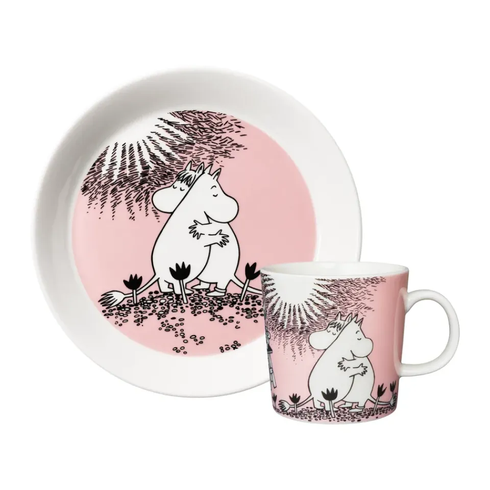 Moomin Arabia Love 30 Years Moomin Mug & Plate, 2 pieces Pink Hot
