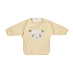 OYOY Lun Lun panda bib with sleeve, Butter Beige Hot