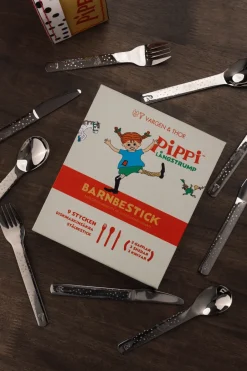 Vargen & Thor Lupo Pippi children's cutlery 9 pieces, Silver Silver-coloured Sale