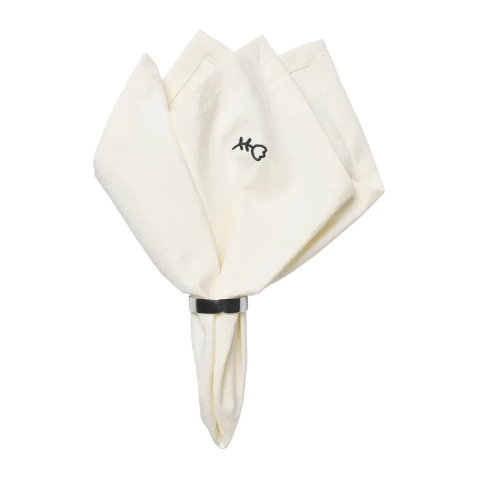 Broste Copenhagen Mai cloth napkin 45x45 cm, Black-off white. BlackWhite Online