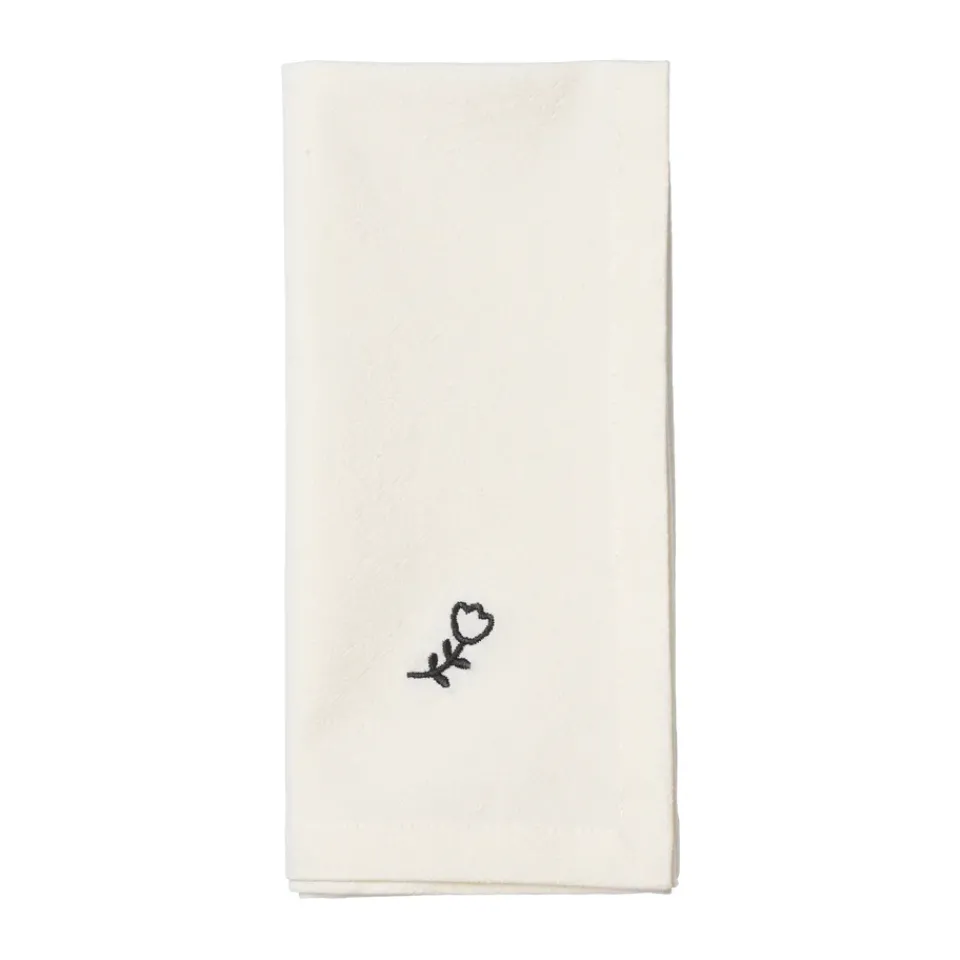 Broste Copenhagen Mai cloth napkin 45x45 cm, Black-off white. BlackWhite Online