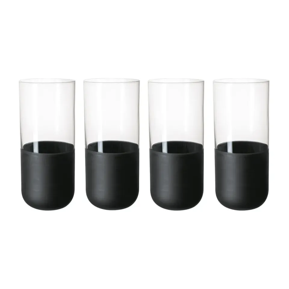 Villeroy & Boch Manufacture Rock long drink glass 30 cl 4-pack, Clear BlackTransparent